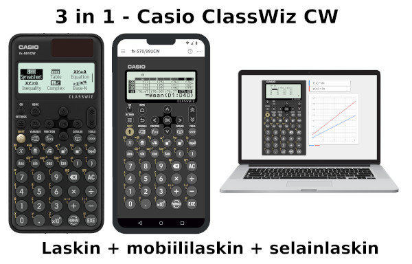 Casio ClassWiz CW - 3 in 1 - Kolme laskinta samaan hintaan